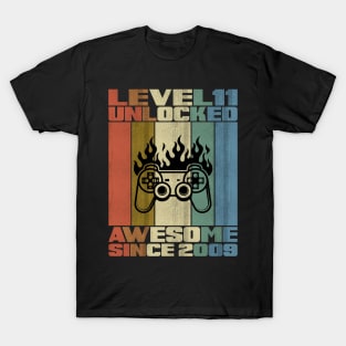 Level 11 Unlocked Birthday 11 Years Old Awesome Since 2009 T-Shirt